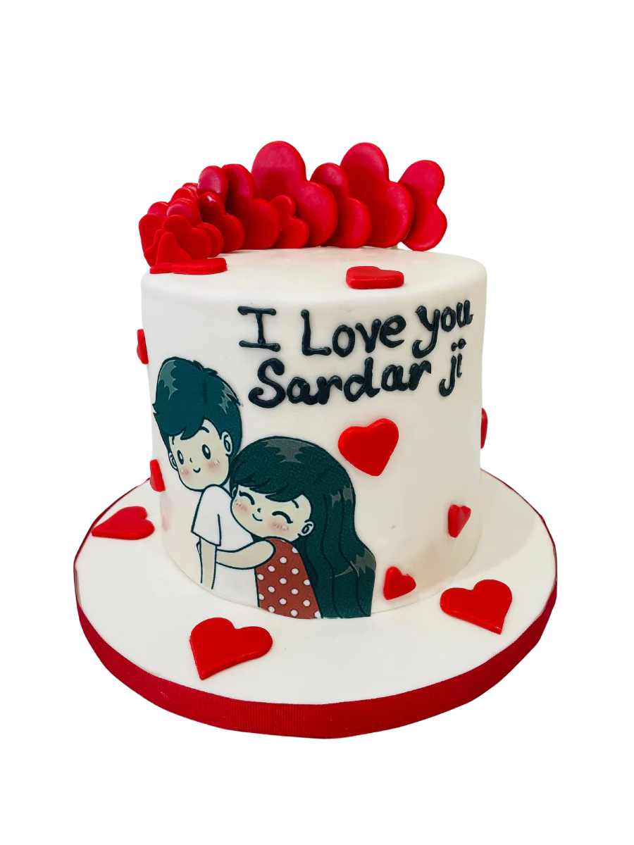 Couple Hearts Fondant Cake