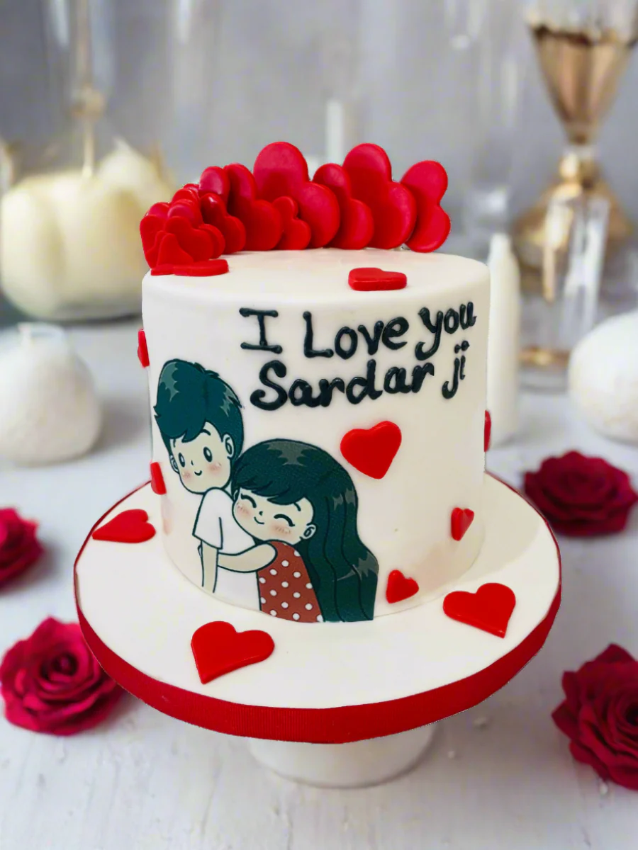 Couple Hearts Fondant Cake - Image 2