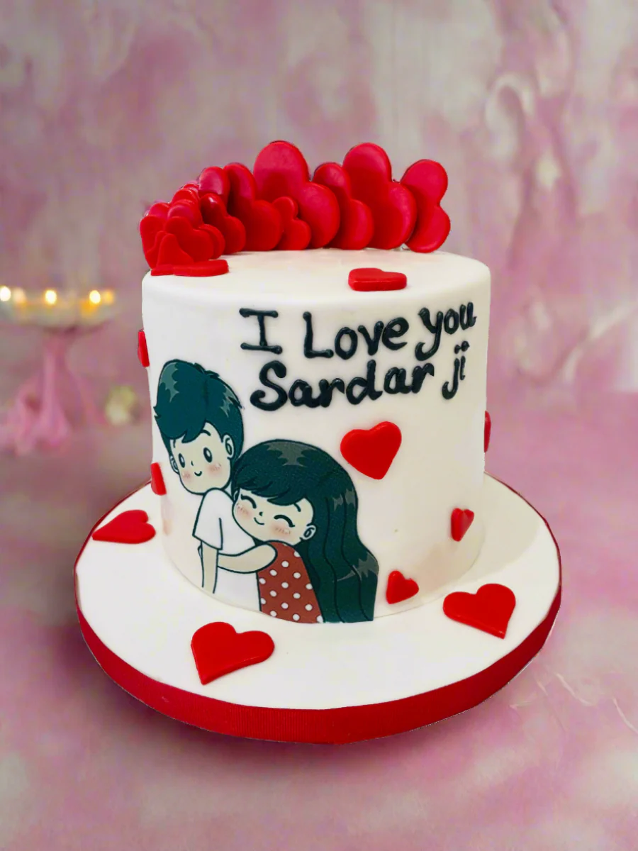 Couple Hearts Fondant Cake - Image 3