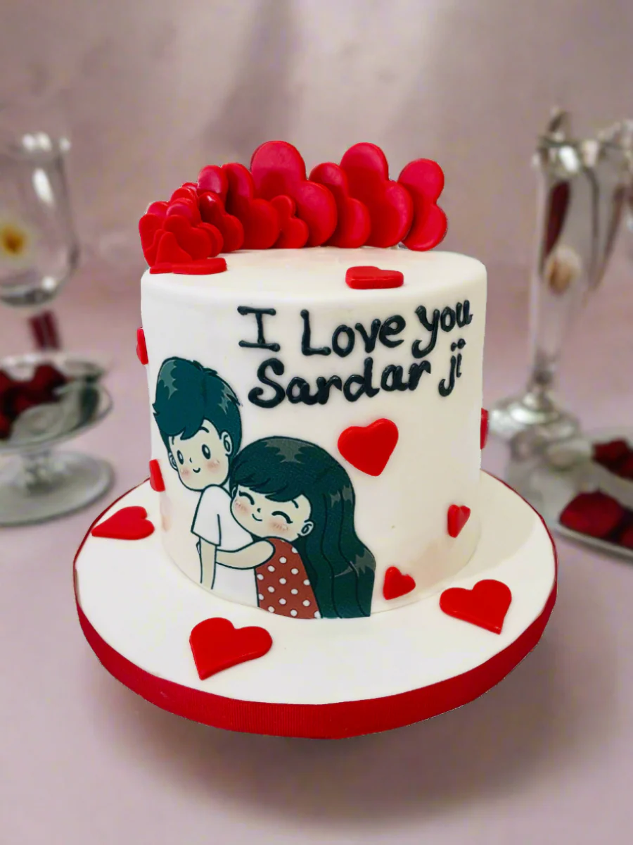 Couple Hearts Fondant Cake - Image 4