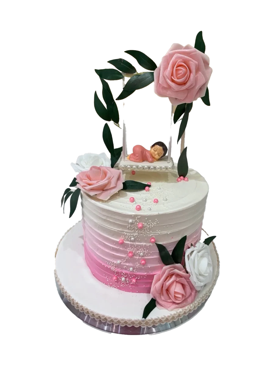 Cradle Baby Shower Cream Cake