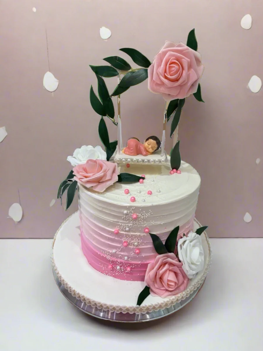 Cradle Baby Shower Cream Cake - Image 5