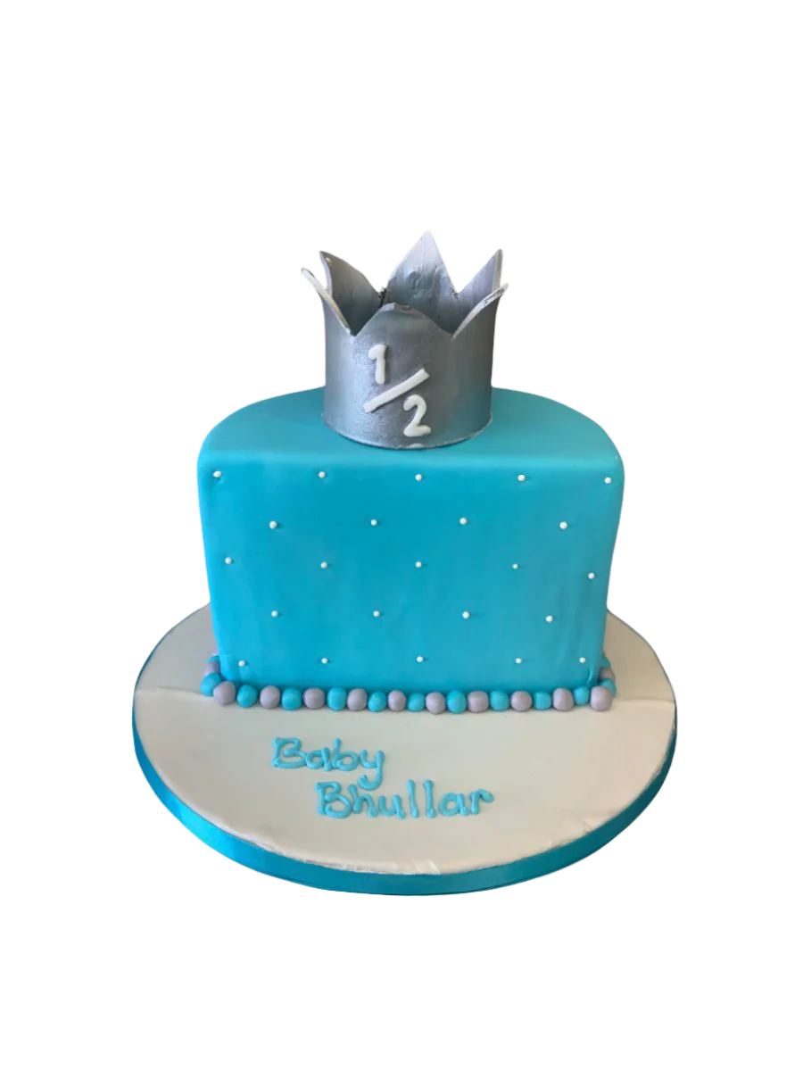 Crown Half Birthday Fondant Cake