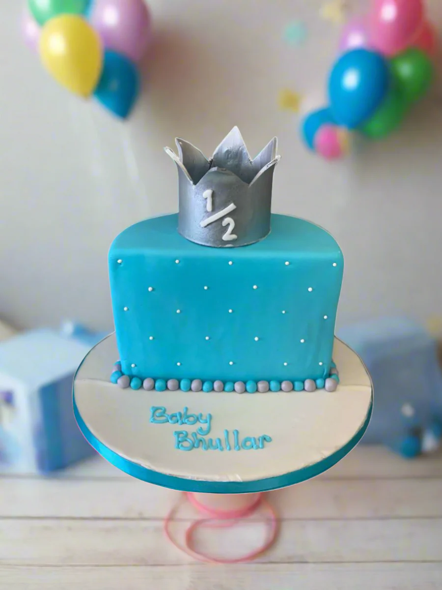 Crown Half Birthday Fondant Cake - Image 2