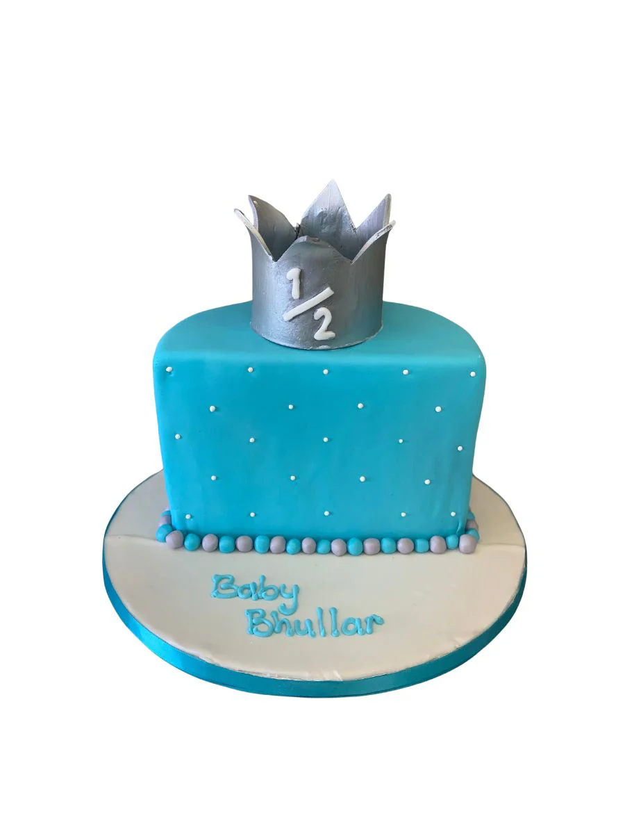 Crown Half Birthday Fondant Cake - Image 6