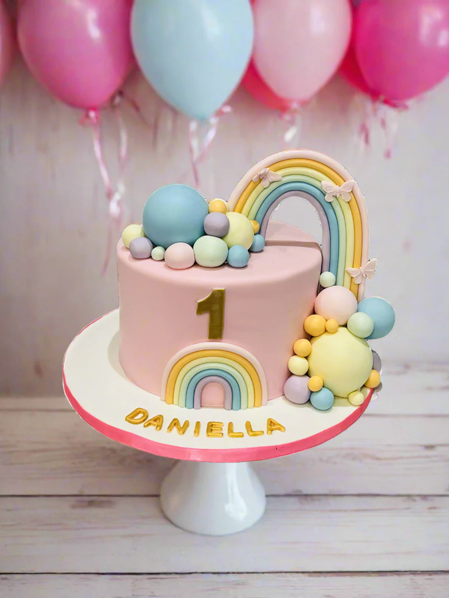 Daniella First Birthday Rainbow Cake - Image 2