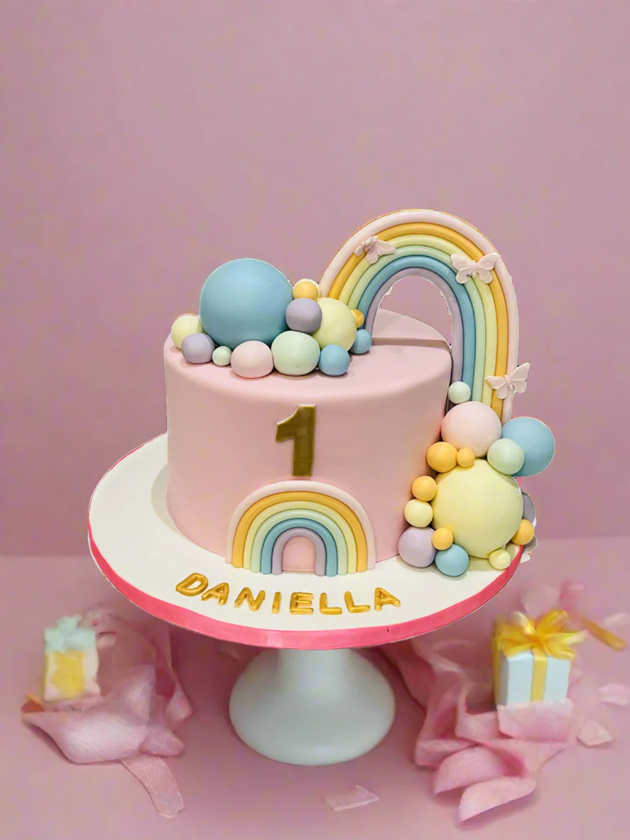 Daniella First Birthday Rainbow Cake - Image 3