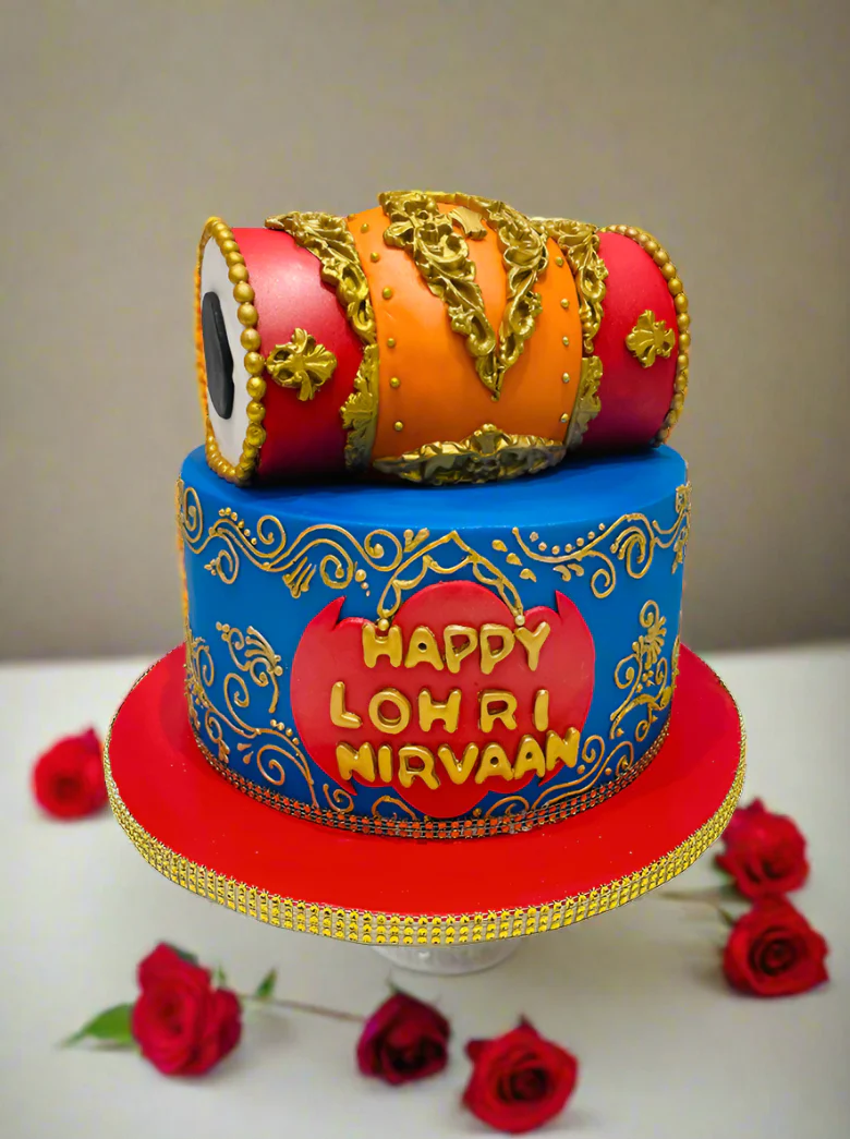 Dhol Lohri Fondant Cake - Image 2