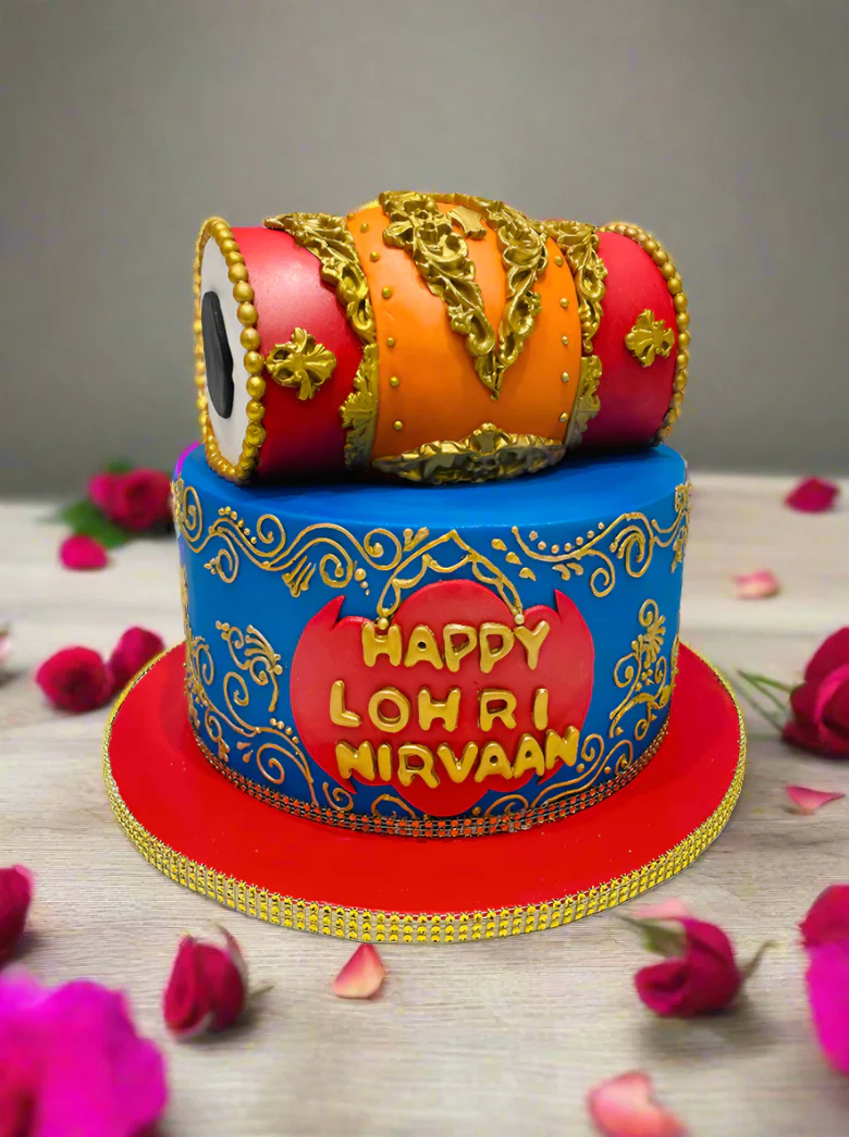 Dhol Lohri Fondant Cake - Image 3