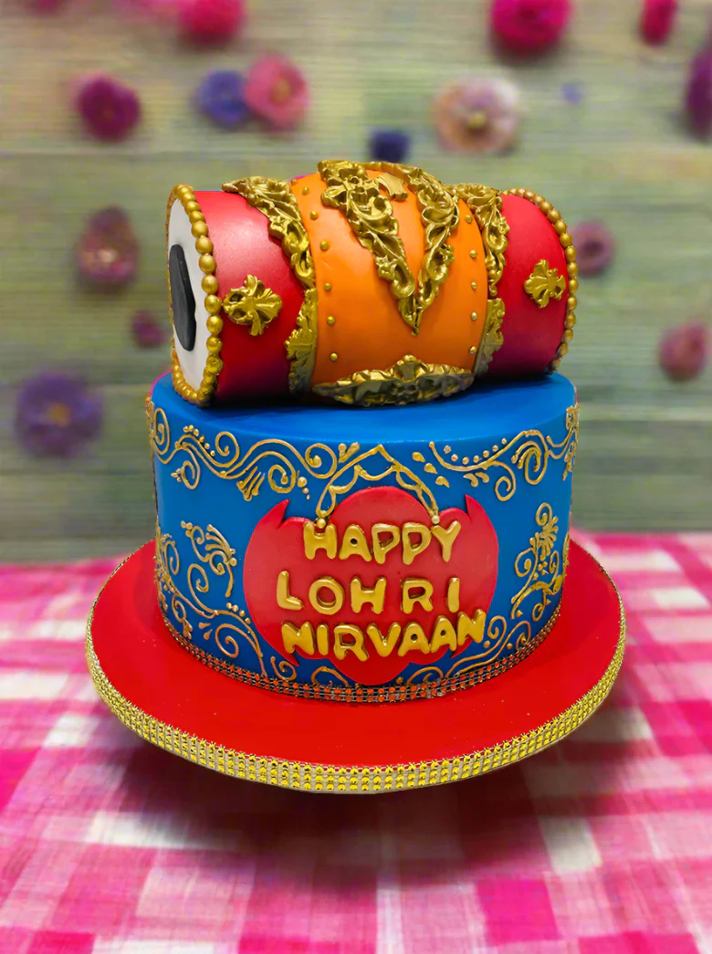 Dhol Lohri Fondant Cake - Image 4