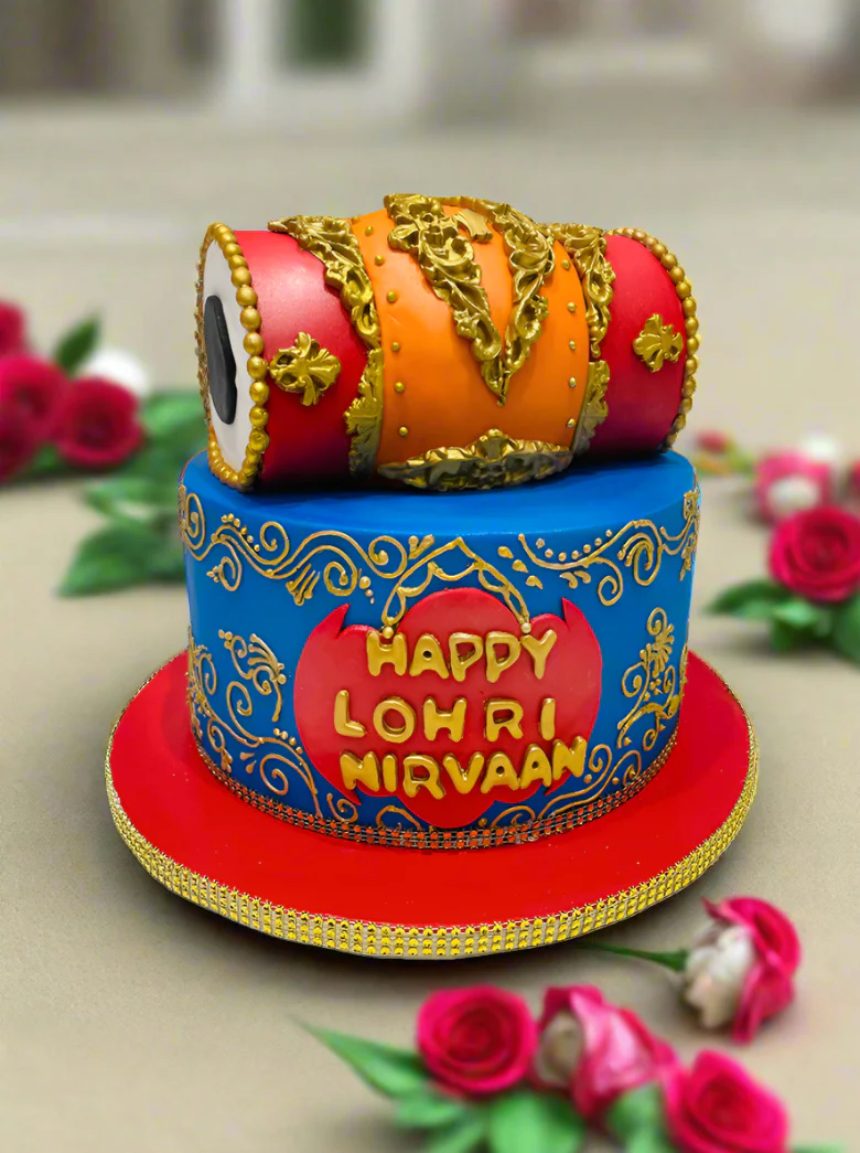 Dhol Lohri Fondant Cake - Image 5