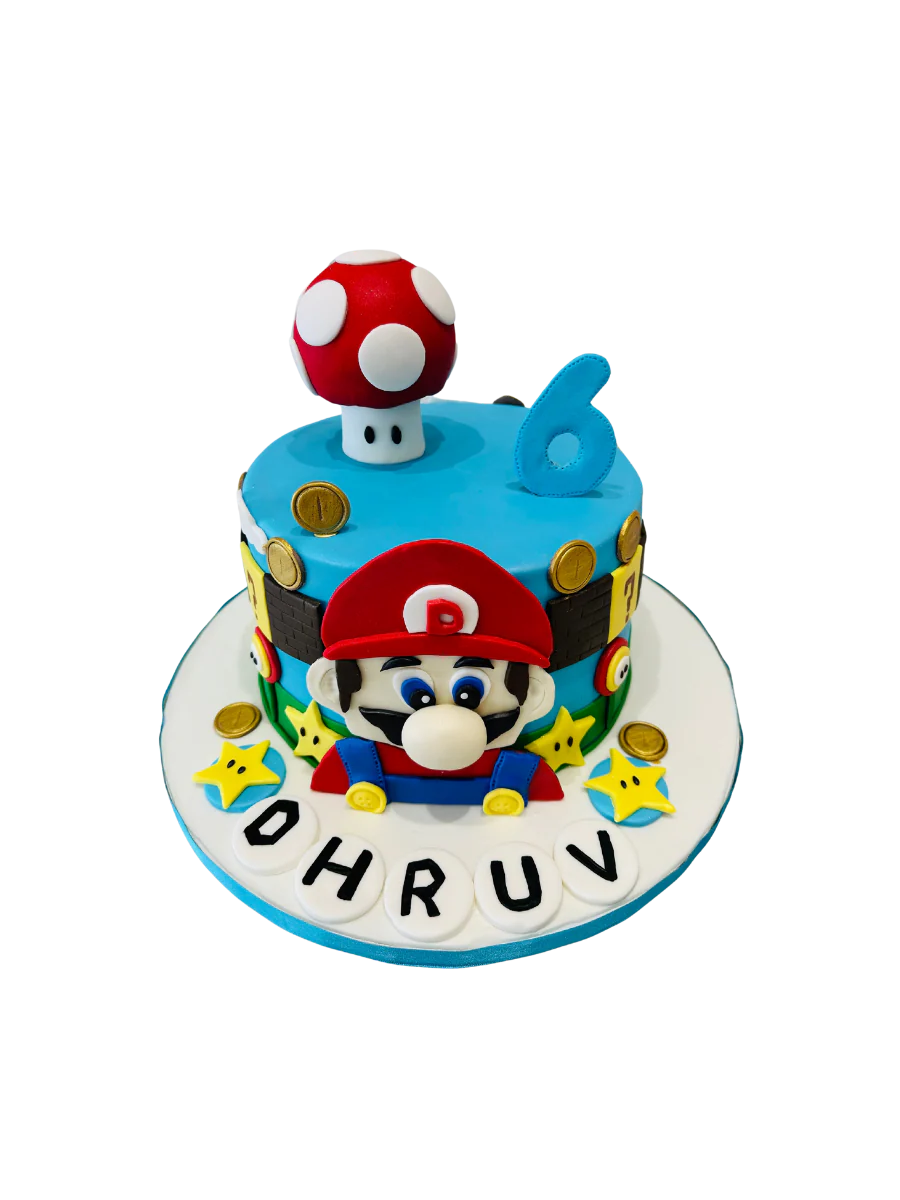 Dhruv Mario Theme Fondant Cake