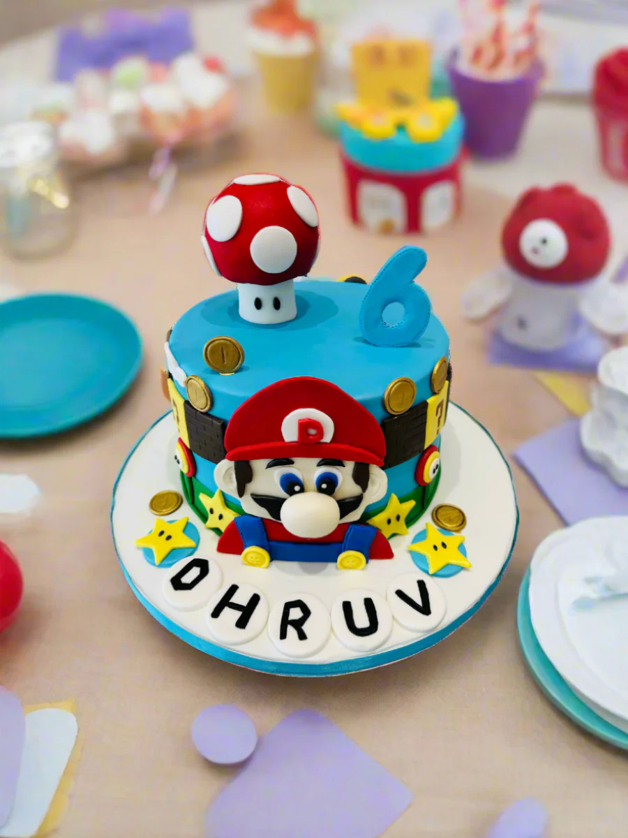 Dhruv Mario Theme Fondant Cake - Image 2