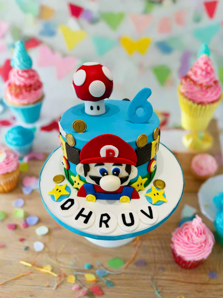 Dhruv Mario Theme Fondant Cake - Image 3