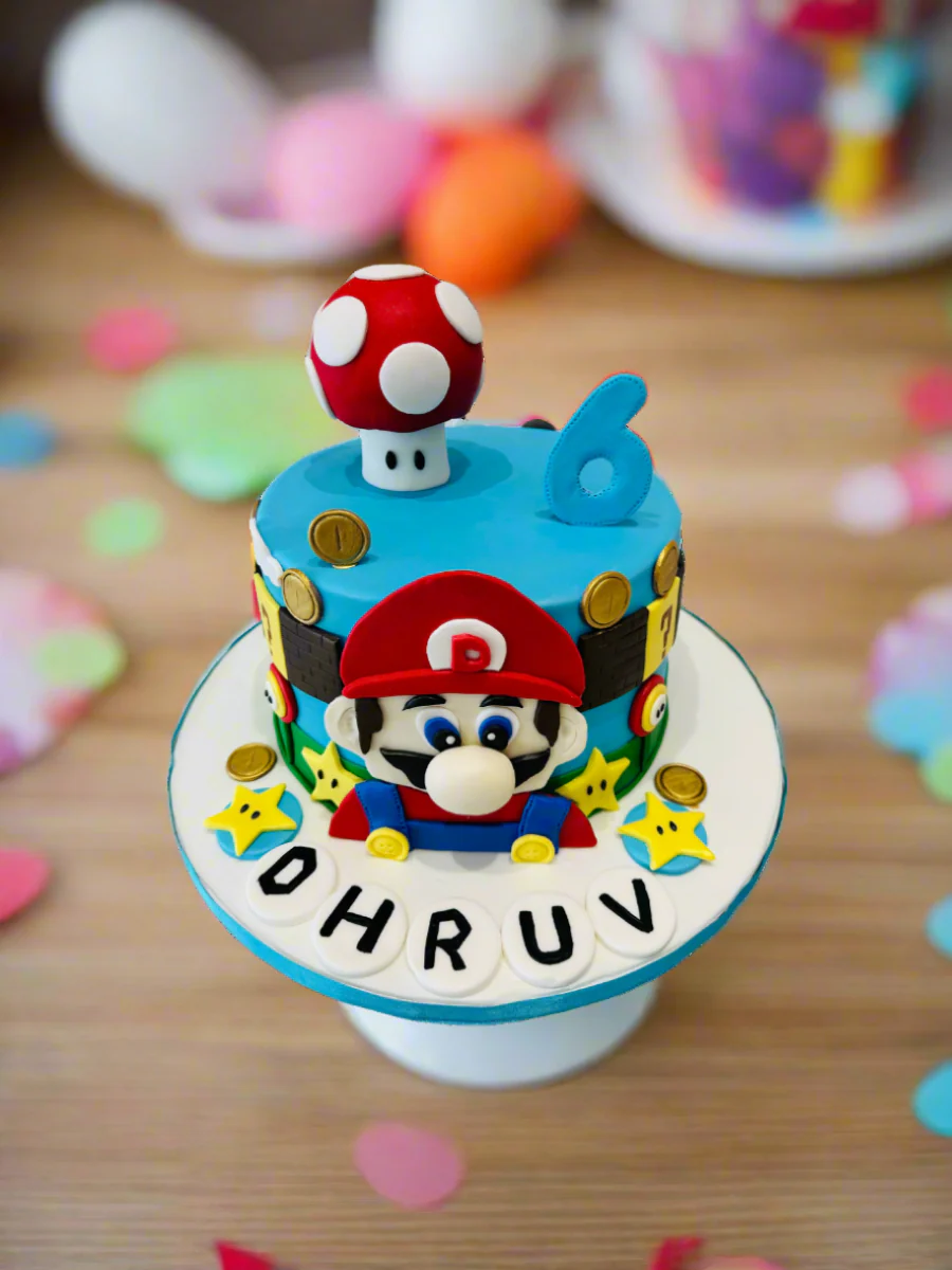 Dhruv Mario Theme Fondant Cake - Image 4