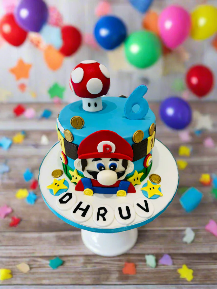 Dhruv Mario Theme Fondant Cake - Image 5