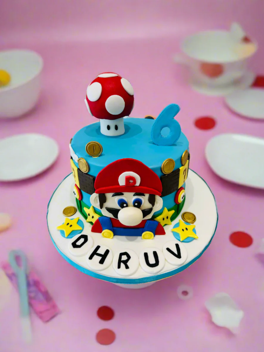 Dhruv Mario Theme Fondant Cake - Image 6