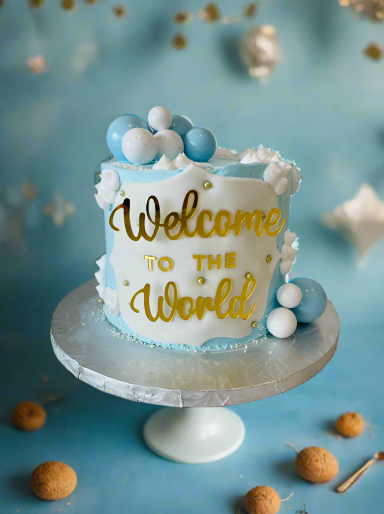 Dhruv Welcome To The World Cream Cake - Image 2