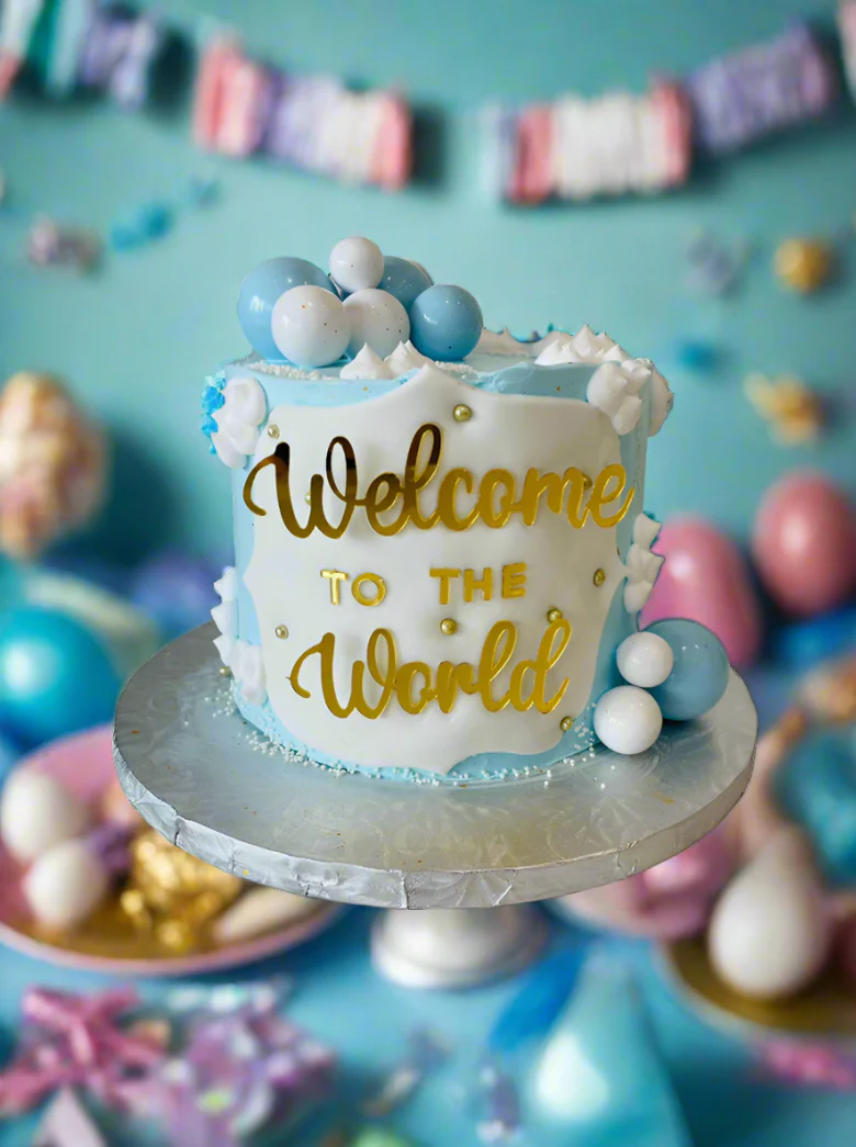 Dhruv Welcome To The World Cream Cake - Image 4