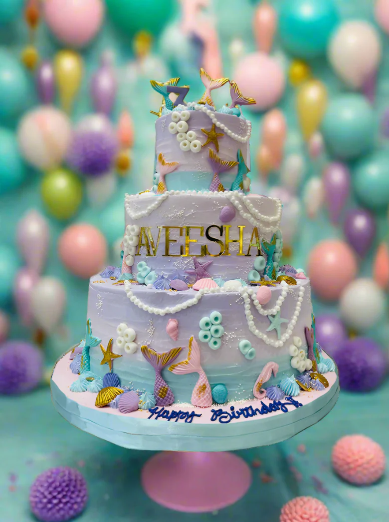 Dhvani Mermaid Tiered Cream Cake - Image 2