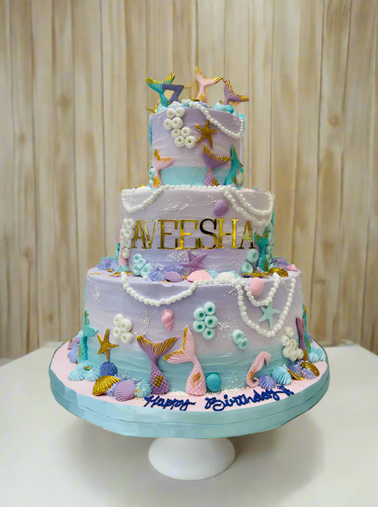 Dhvani Mermaid Tiered Cream Cake - Image 3