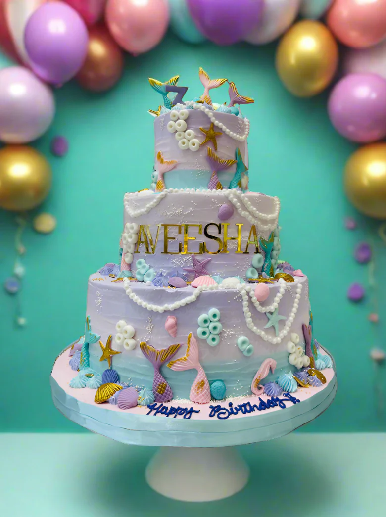 Dhvani Mermaid Tiered Cream Cake - Image 5