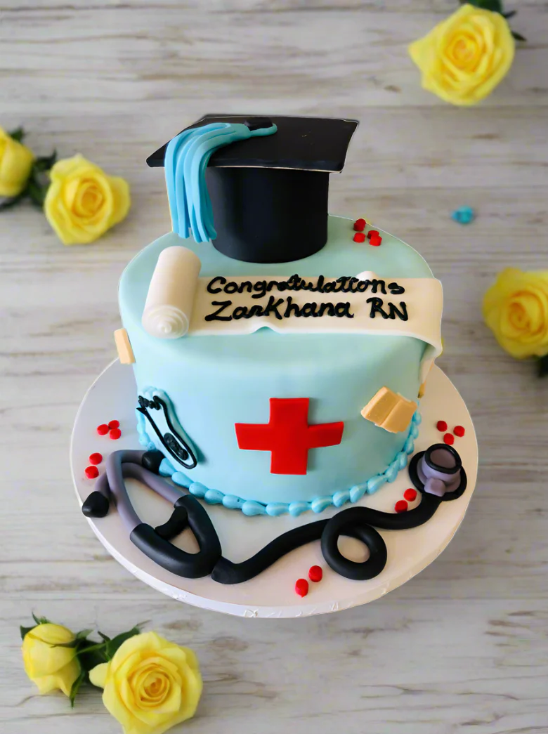Doctor Graduation Fondant Birthday Cake - Image 3