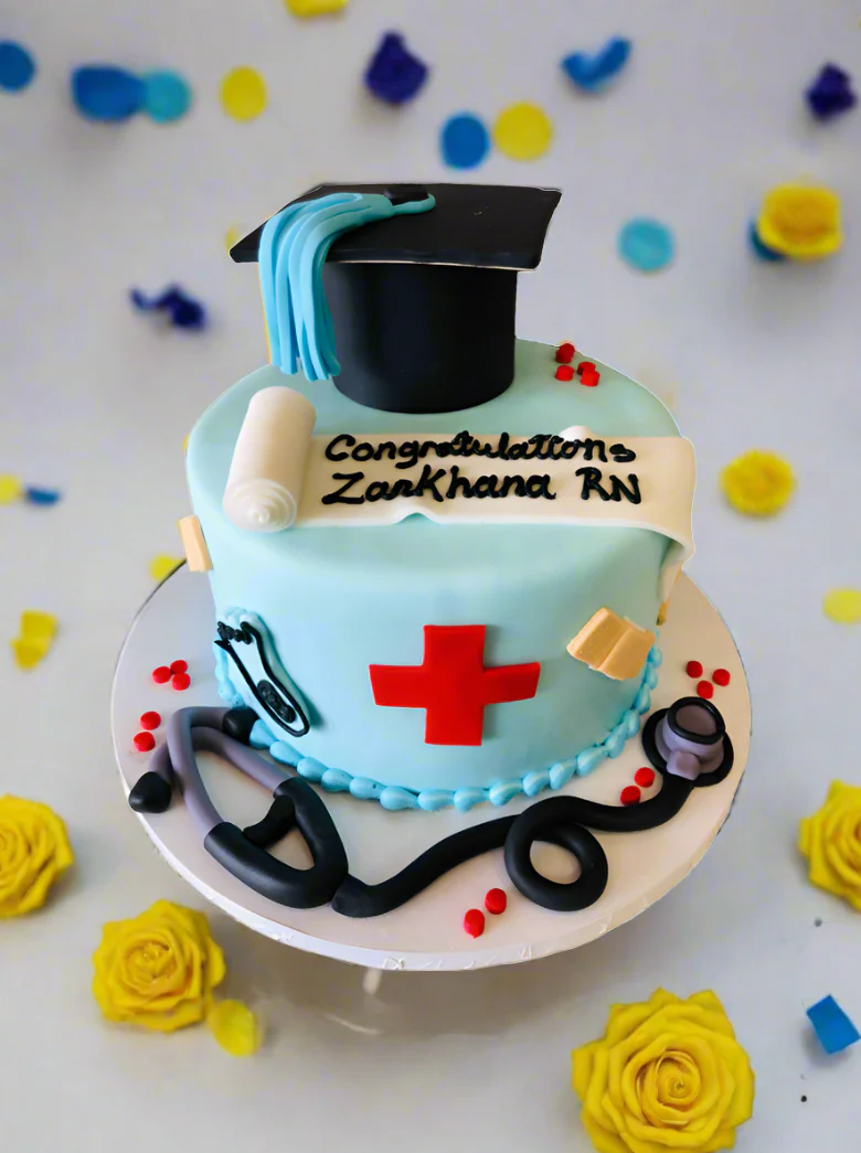 Doctor Graduation Fondant Birthday Cake - Image 4