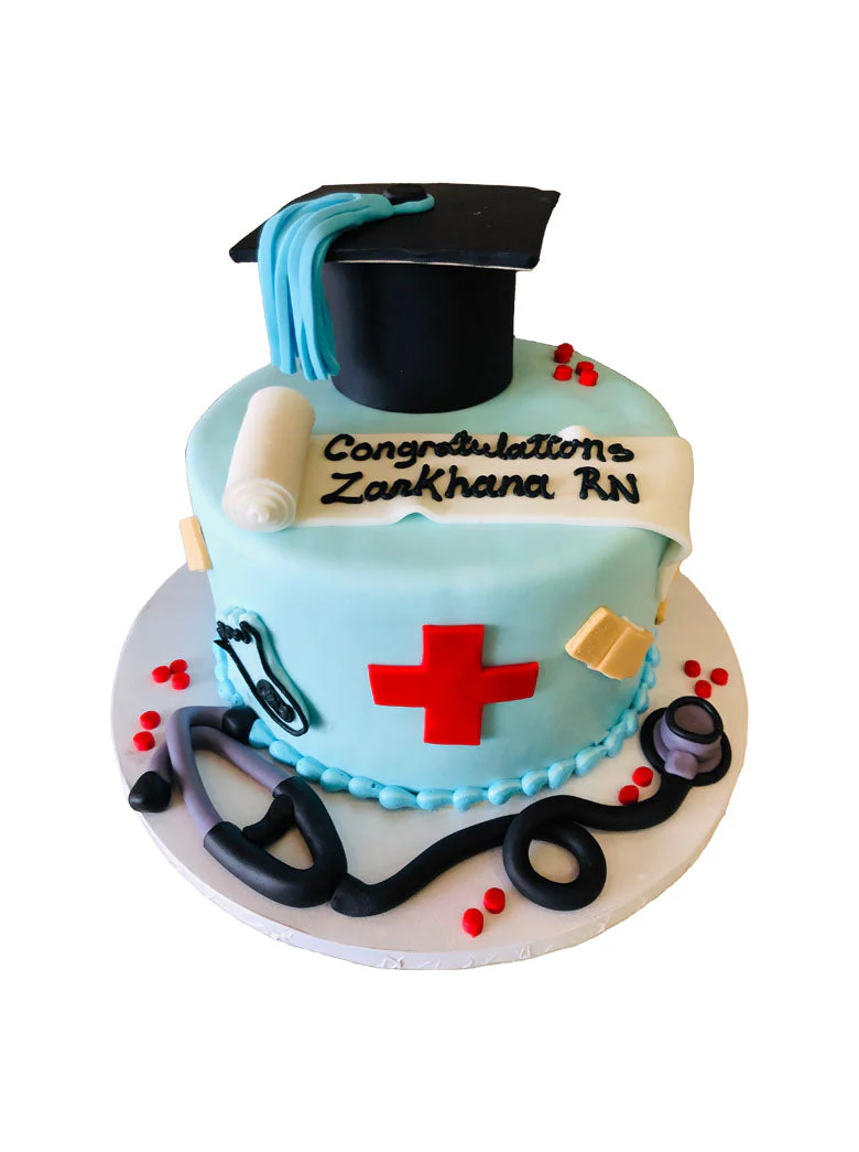 Doctor Graduation Fondant Birthday Cake - Image 5
