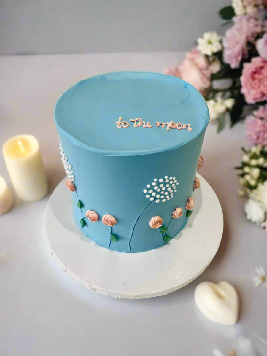 Dusty Blue Cream Cake - Image 4