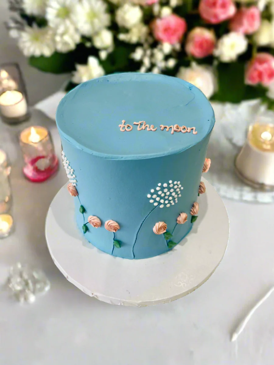 Dusty Blue Cream Cake - Image 5
