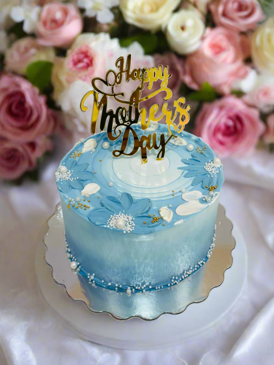 Dusty Blue Mother's Day Cake - Image 3