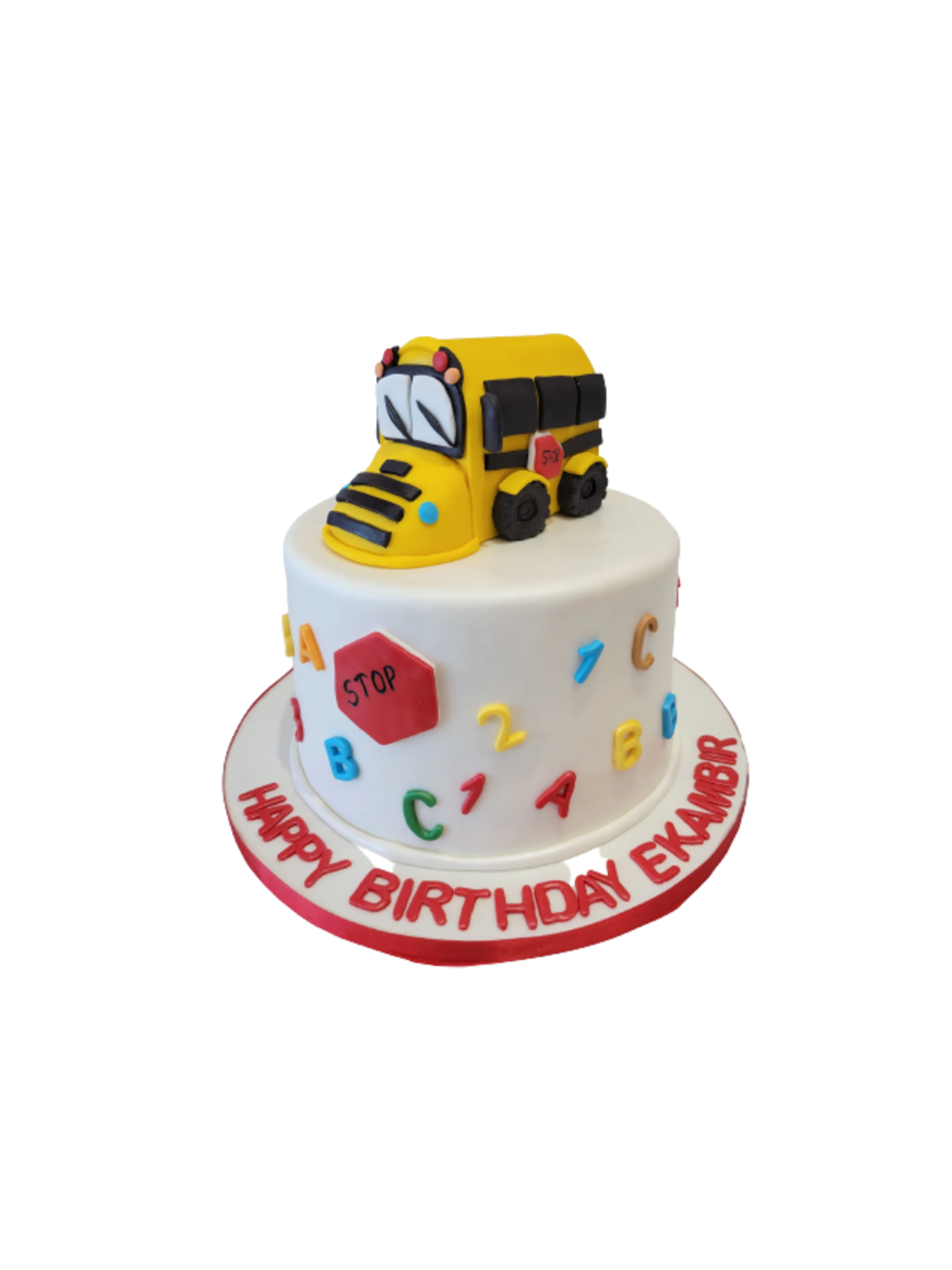 Ekambir School Bus Fondant Cake