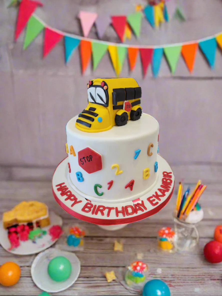 Ekambir School Bus Fondant Cake - Image 2