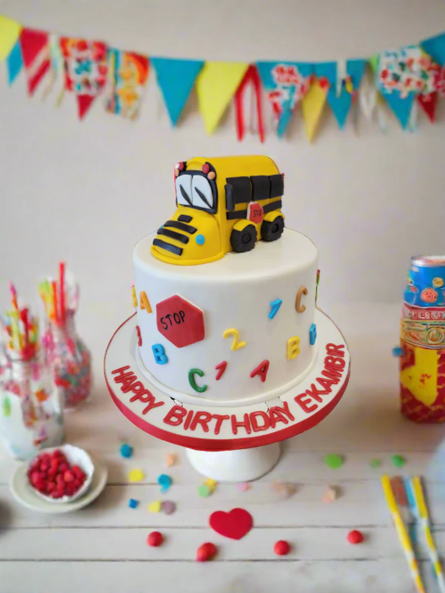 Ekambir School Bus Fondant Cake - Image 3