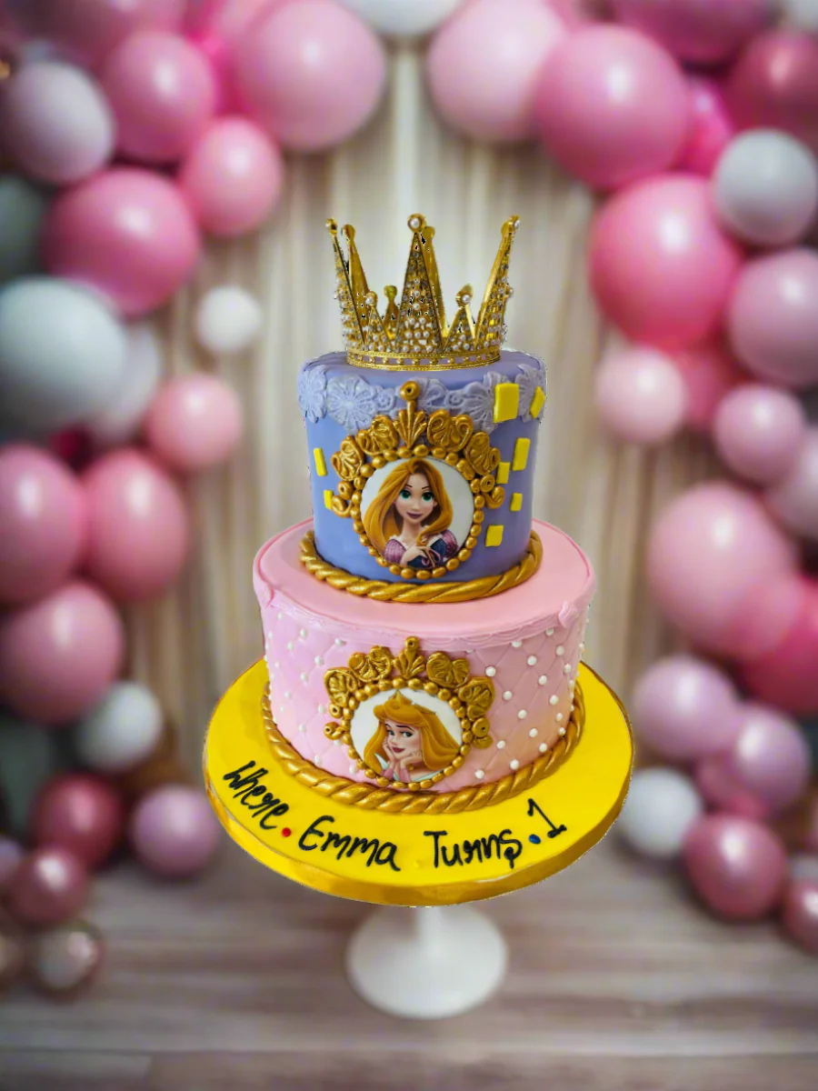 Emma Princess Crown Fondant Tiered Cake - Image 2