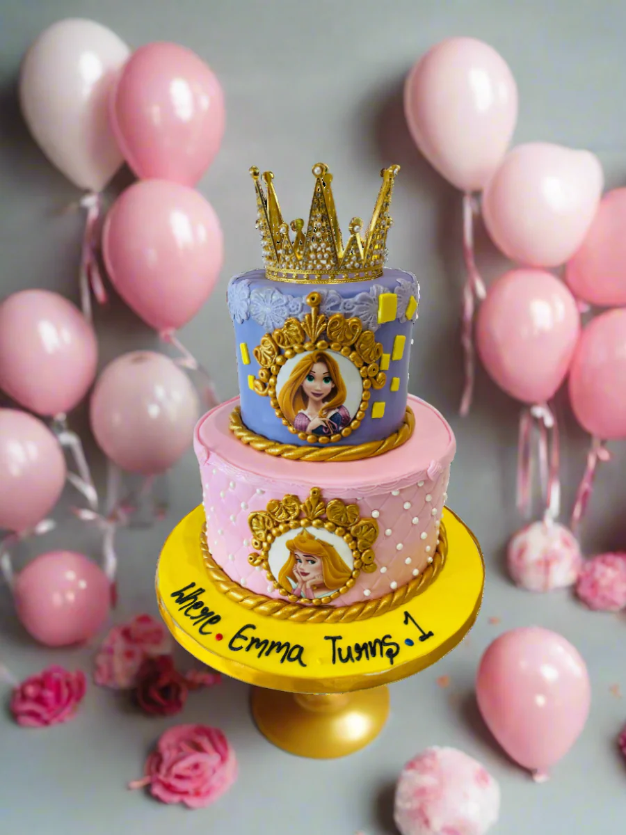 Emma Princess Crown Fondant Tiered Cake - Image 3