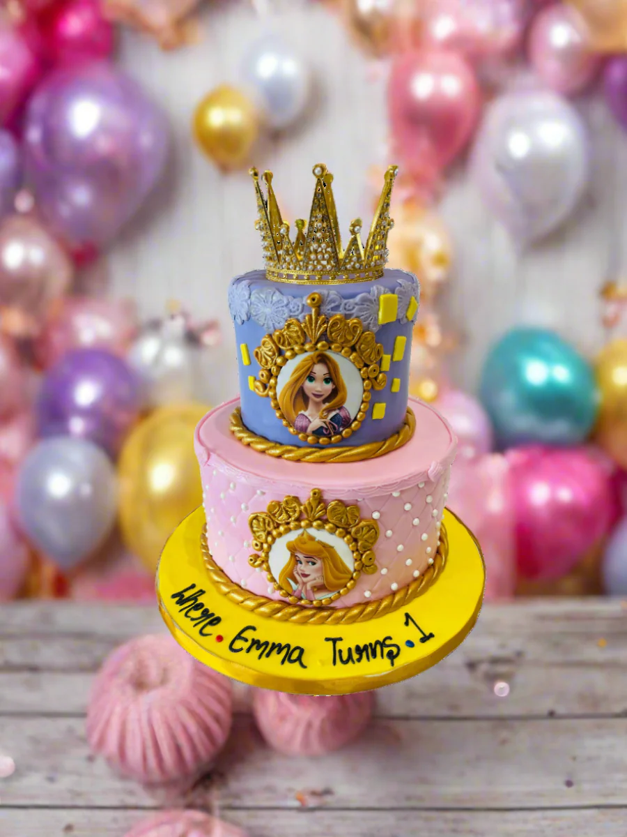 Emma Princess Crown Fondant Tiered Cake - Image 4