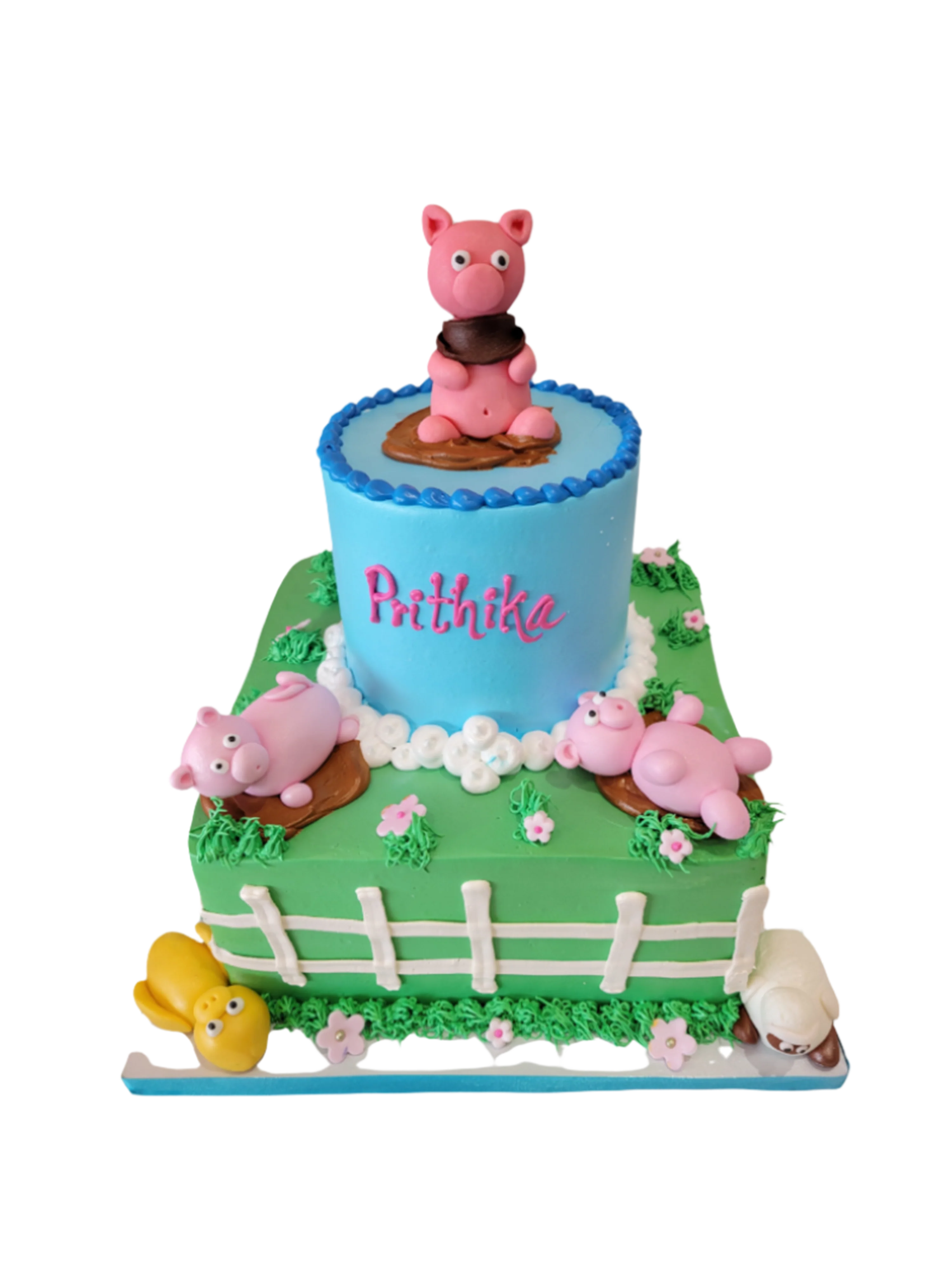 Farm Animals Tiered Cream Cake