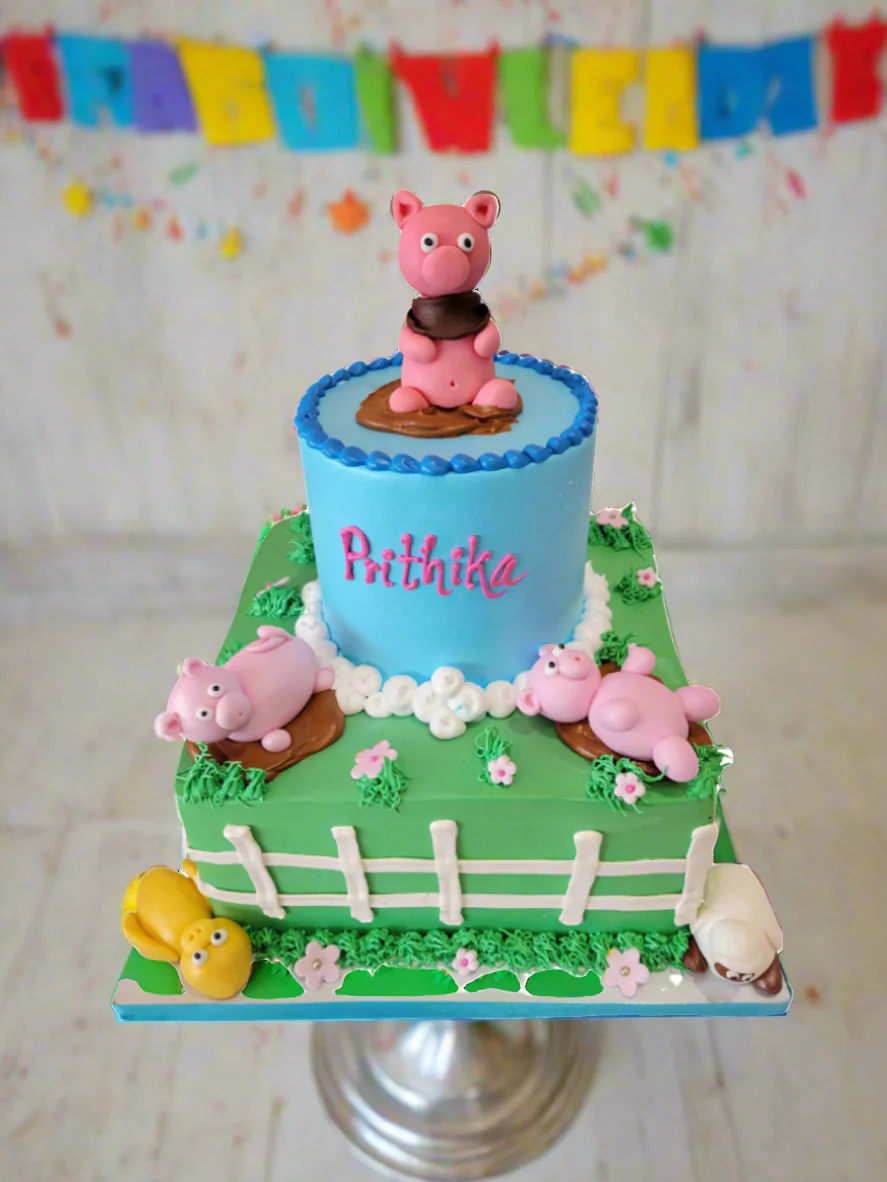 Farm Animals Tiered Cream Cake - Image 2