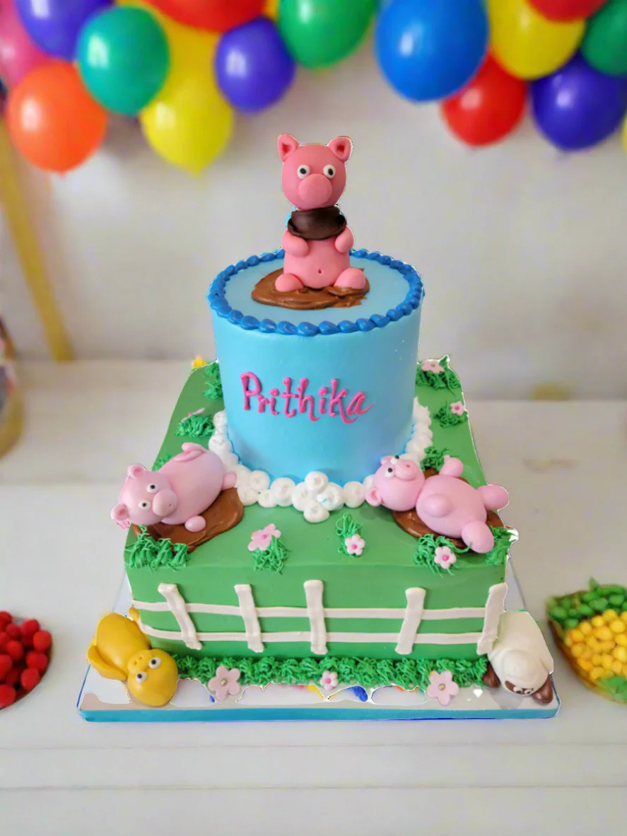 Farm Animals Tiered Cream Cake - Image 3