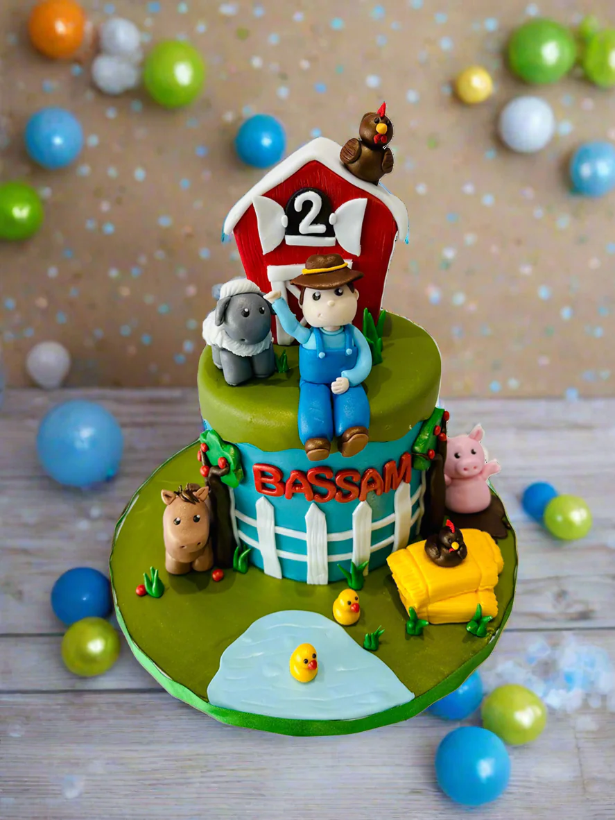 Farmer & Animals Fondant Cake - Image 2