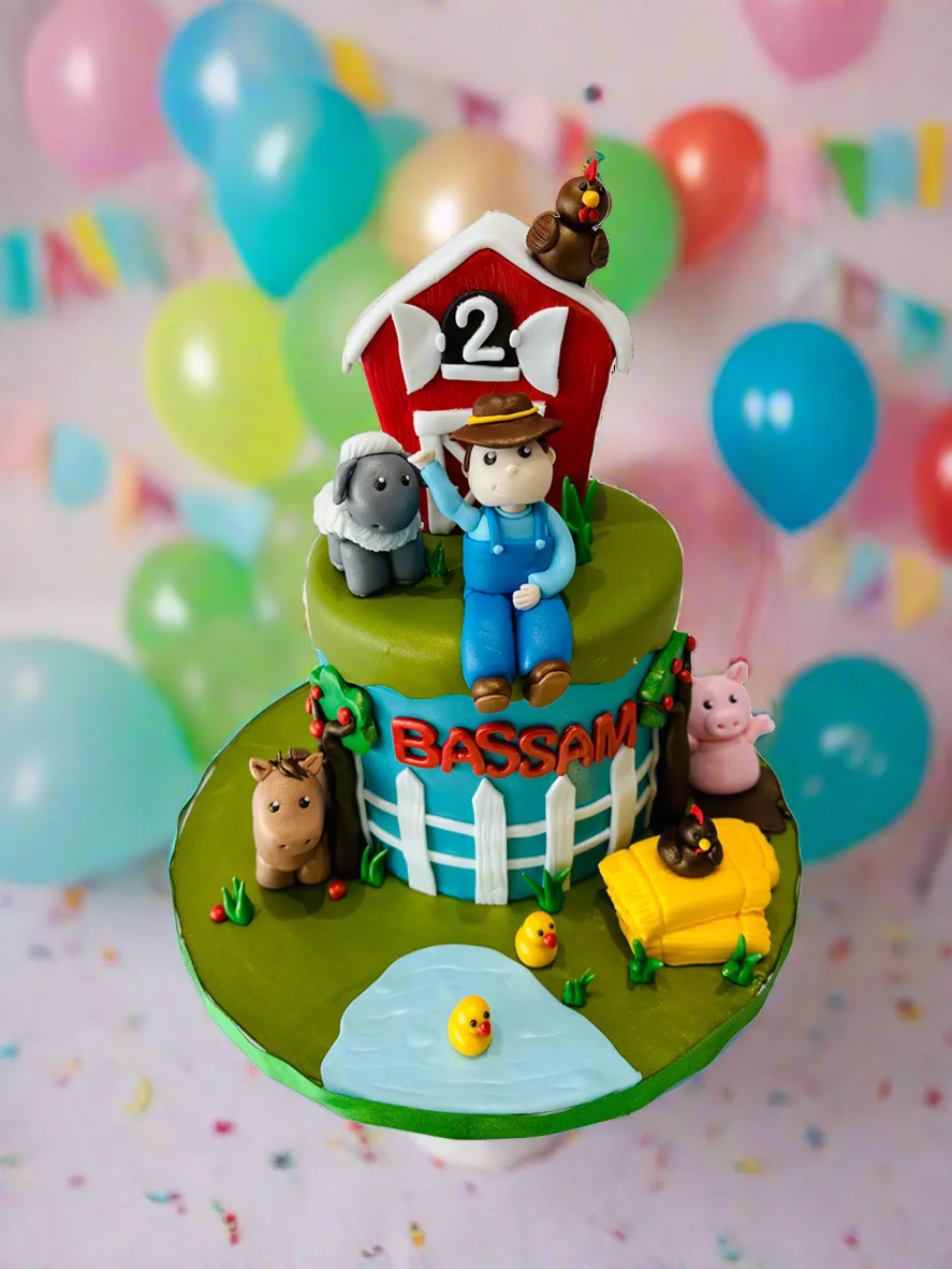 Farmer & Animals Fondant Cake - Image 3