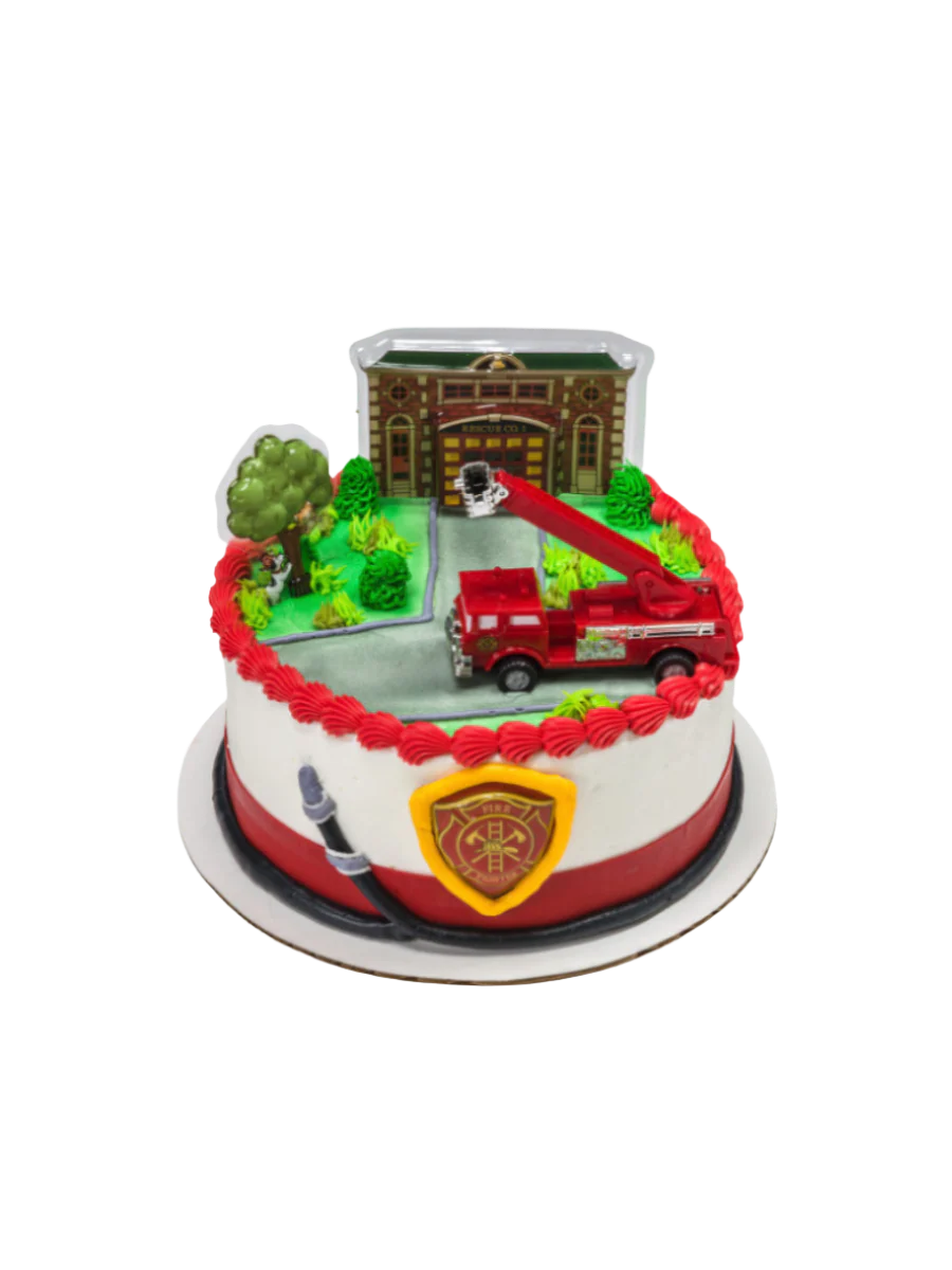 Fire Truck & Station Cake