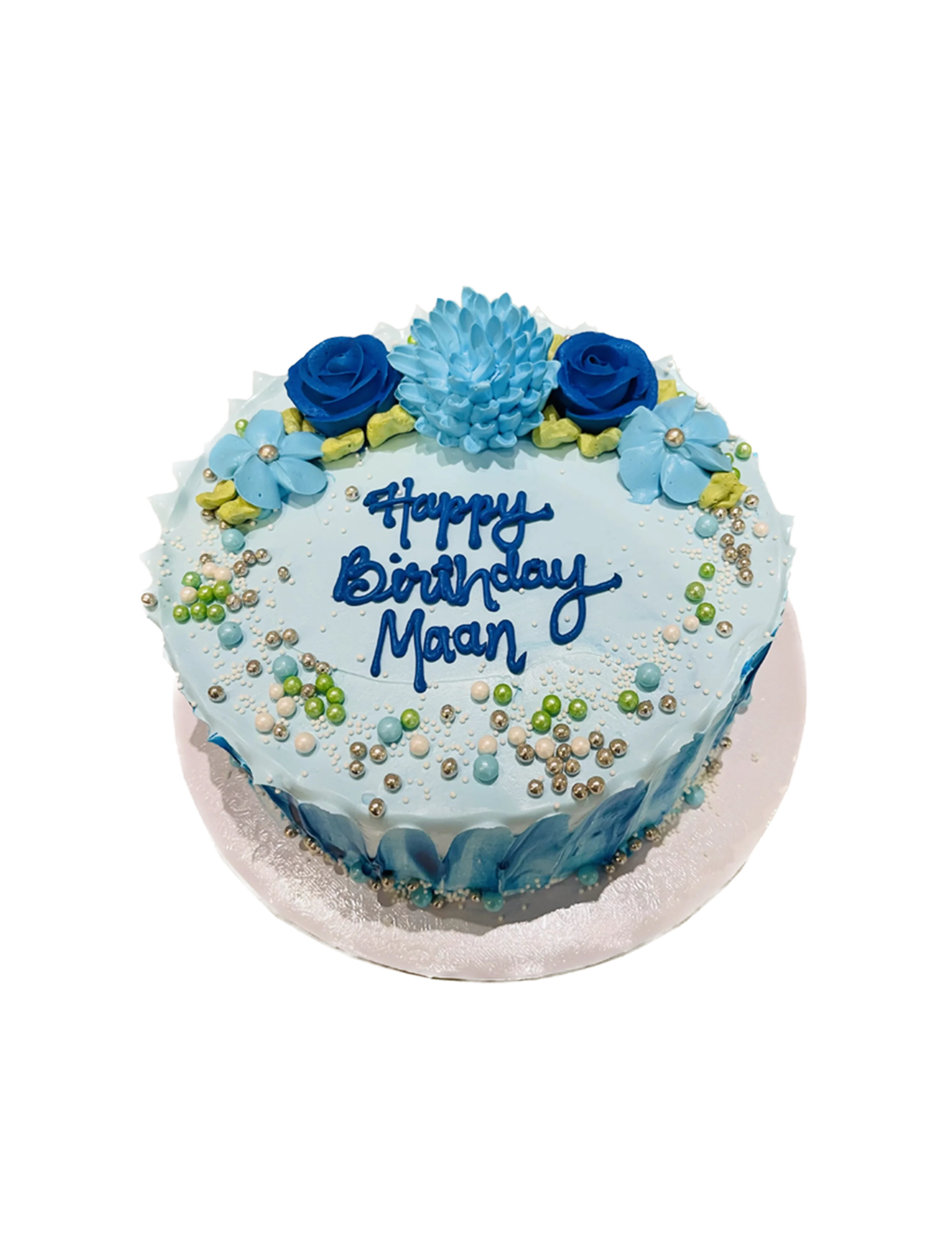 Floral Aqua Beaded Cake