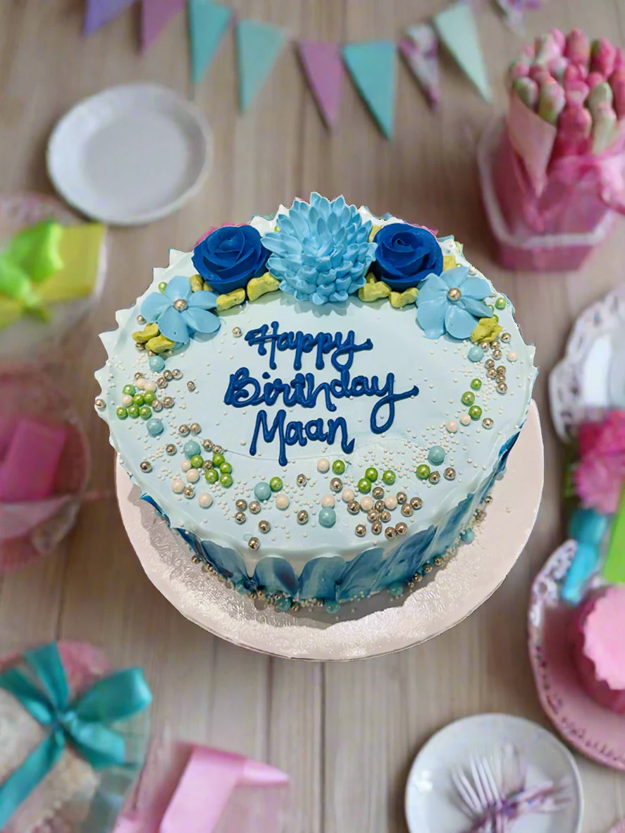 Floral Aqua Beaded Cake - Image 2