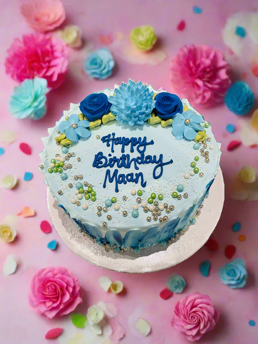 Floral Aqua Beaded Cake - Image 3
