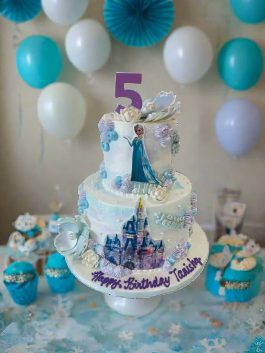 Frozen Castle Cream Tiered Cake - Image 4