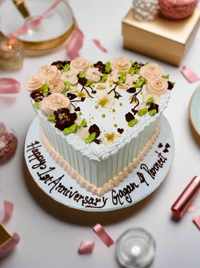 Gagan & Parneet Anniversary Cream Cake - Image 2