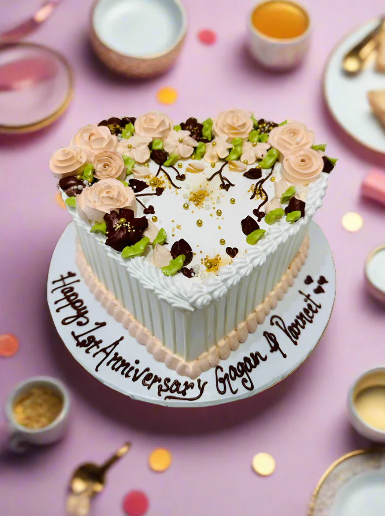 Gagan & Parneet Anniversary Cream Cake - Image 3